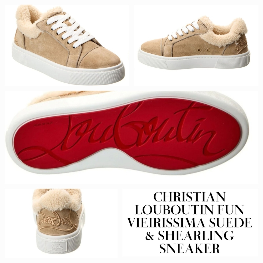 Christian Louboutin Suede Shearling Sneaker Vieirissima Leather NEW 38 / 8 - Picture 17 of 17
